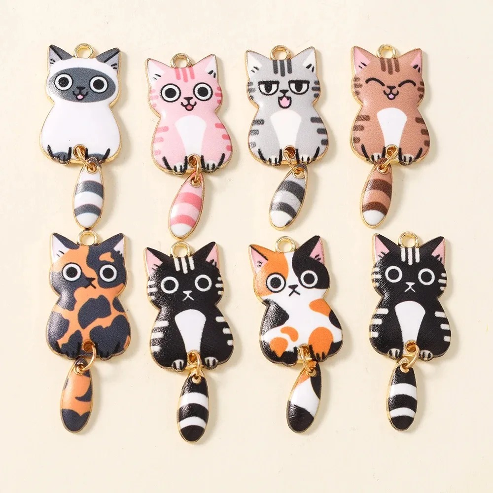 10Pcs 16×39mm Cute Cartoon Cat - огляд і ціна Resin Craft Supplies