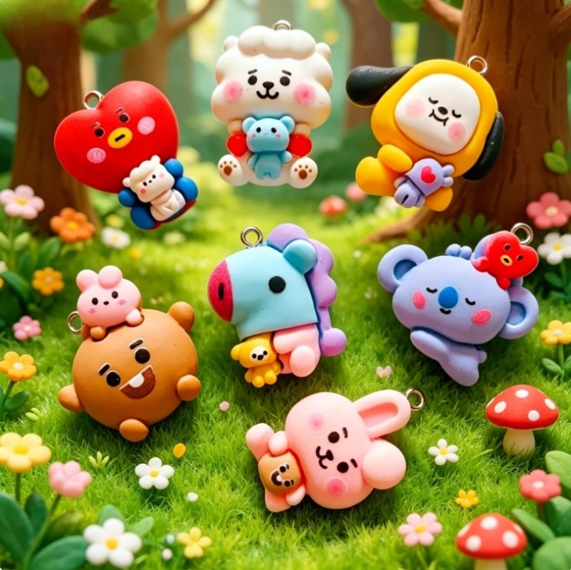 7pcs BT21 Resin Cartoon Charm  - огляд і ціна Resin Craft Supplies