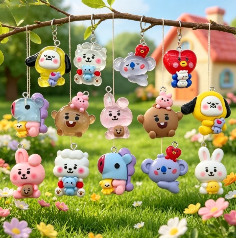 7pcs BT21 Resin Cartoon Charm  - огляд і ціна Resin Craft Supplies